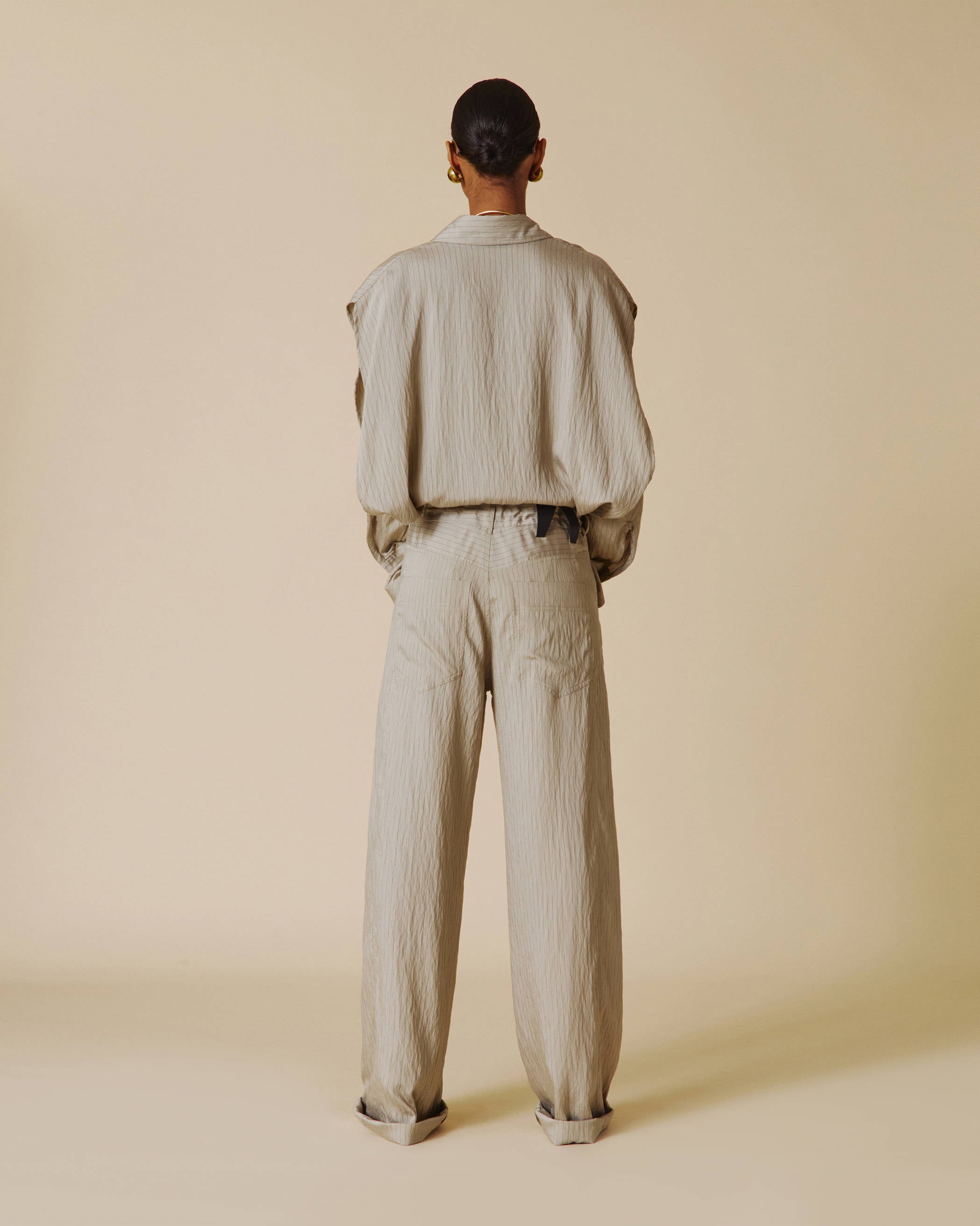 DARKPARK | TROUSERS | IRIS - STRIPE MODAL PAPER BAG PANTS