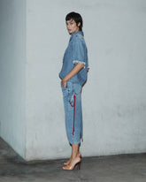 ELSA - CHAIN ADORNED TENCEL DENIM SKIRT
