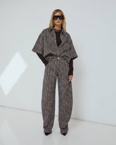 KHRIS - HERRINGBONE WOOL BARREL LEG PANTS
