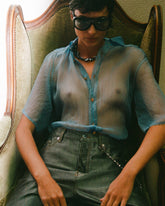 GALE - CHAIN ADORNED RELAXED FIT LUREX DENIM