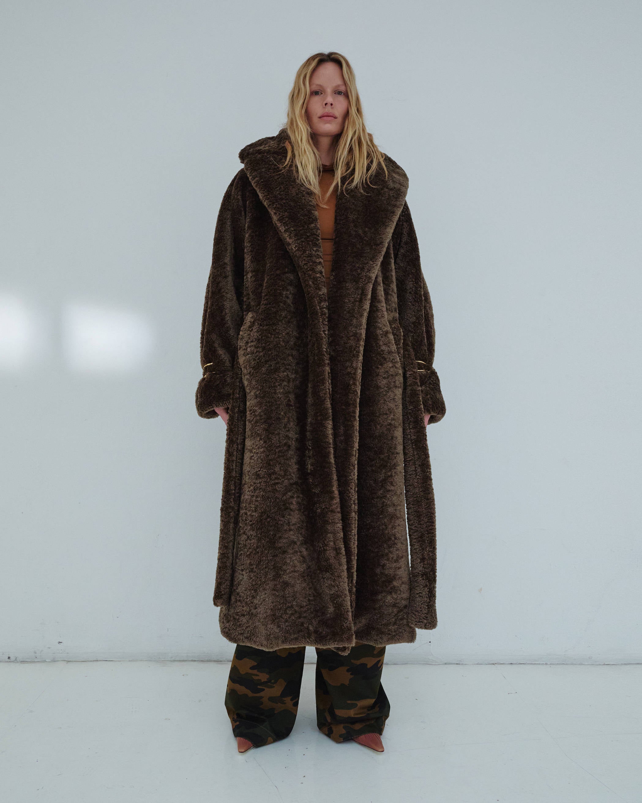 MADISON - FAUX FUX TRENCH WITH DETACHABLE CUFF