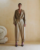 PHEBE - FAUX PEARL ADORNED RELAXED PANTS