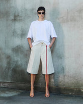 NICK - CHAIN ADORNED TAILORED CUFF POPELINE SHORTS