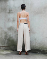 DANIELLE - CHAIN ADORNED WIDE-LEG POPELINE TROUSERS