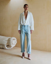 NAOMI - CHAIN ADORNED BOYFRIEND STRAIGHT LEG DENIM