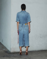 ELSA - CHAIN ADORNED TENCEL DENIM SKIRT