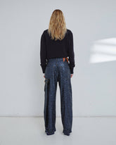 LISA - BELT ADORNED LOOSE FIT PAILETTES DENIM