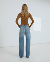 LARA - FUR BELT ADORNED RELAXED FIT CARPENTER DENIM