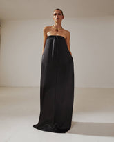 VERONIKE - LONG SATIN BUSTIER DRESS