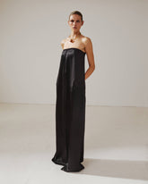VERONIKE - LONG SATIN BUSTIER DRESS