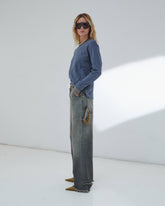 LISA - CHAIN ADORNED LOOSE FIT CARPENTER DENIM