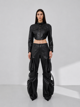 LILLY - MULTI POCKET LEATHER CARGO PANTS