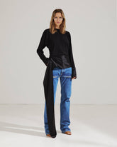 LUNA - JERSEY TOP WITH DROPPED SATIN DETAILS