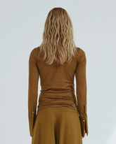 NORA - WOOL CUFF LONG SLEEVE CREWNECK TOP