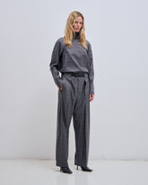 RONDA - CHECK WOOL PLEATED TROUSERS