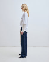 LISA - SILK SCARF ADORNED LOOSE FIT CARPENTER RAW DENIM