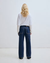LISA - SILK SCARF ADORNED LOOSE FIT CARPENTER RAW DENIM