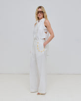 DANIELLE - CHAIN ADORNED WIDE-LEG TROUSERS