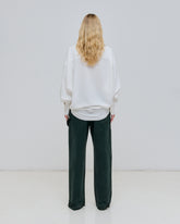 LISA - SILK SCARF ADORNED LOOSE FIT CARPENTER CANVAS PANTS