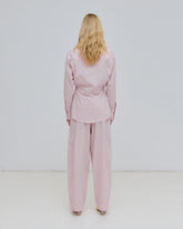 PHEBE - SILK SCARF ADORNED LIGHT COTTON POPELINE WIDE-LEG PANTS