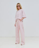 LISA - SILK SCARF ADORNED LOOSE FIT CARPENTER DENIM