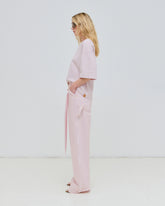 LISA - SILK SCARF ADORNED LOOSE FIT CARPENTER DENIM