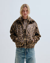 MABEL - FAUX PONY LEOPARD JACQUARD DOUBLE COLLAR JACKET
