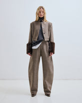 KHRIS -  BARREL LEG WOOL MELANGE PANTS