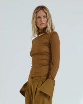 NORA - WOOL CUFF LONG SLEEVE CREWNECK TOP