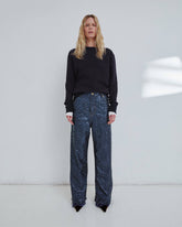 LISA - BELT ADORNED LOOSE FIT PAILETTES DENIM