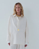 NOEL - LIGHT WOOL POLO TAILORED SHIRT WITH DETACHABLE PIN