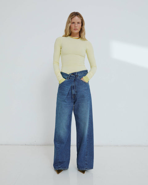 【関税込み】DARKPARK ブルー Ines Fold Over ジーンズ Darkpark Ines Fold Over Denim - San Fran Blue – The Frankie Shop