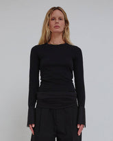 NORA - SHIRT CUFF LONG SLEEVE CREWNECK TOP