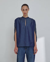 TRACY - LIGHT CHAMBRAY SLEEVELESS BLOUSE