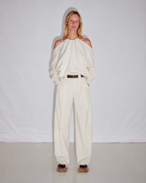 RONDA - LEATHER BELT PLEATED TROUSERS