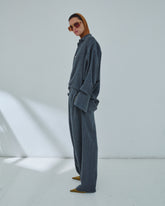 GEORGIA - DETACHABLE SCARF JAPANESE WOOL  SHIRT