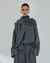 GEORGIA - DETACHABLE SCARF JAPANESE WOOL  SHIRT