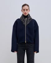 ANYA - CASHMERE WOOL LEATHER FOLD COLLAR BOMBER