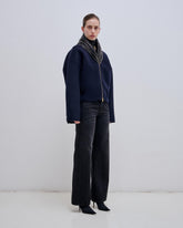 ANYA - CASHMERE WOOL LEATHER FOLD COLLAR BOMBER
