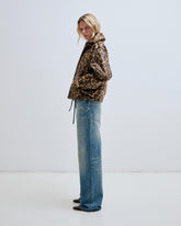 MABEL - FAUX PONY LEOPARD JACQUARD DOUBLE COLLAR JACKET