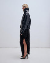 MABEL - LEATHER DOUBLE COLLAR BOMBER JACKET