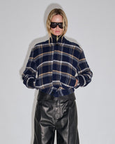 SEAN - CASHMERE WOOL CHECK SLIM BOMBER JACKET