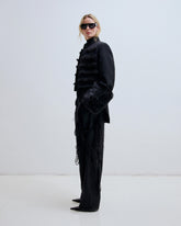MOSS - WOOL NAPOLEON JACKET WITH HAND BRAIDING AND DETACHABLE CUFFS