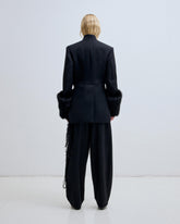 MOSS - WOOL NAPOLEON JACKET WITH HAND BRAIDING AND DETACHABLE CUFFS