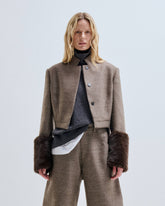 MOSS - WOOL MELANGE NAPOLEON JACKET WITH DETACHABLE FAUX FUR CUFFS