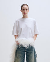 SMITH - SHORT SLEEVED TEE WITH FEATHERS DETAIL