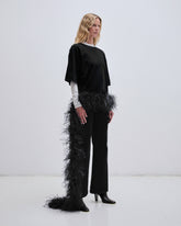SMITH - SHORT SLEEVED TEE WITH FEATHERS DETAIL