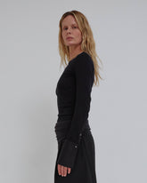 NORA - SHIRT CUFF LONG SLEEVE CREWNECK TOP