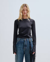 NORA - SHIRT CUFF LONG SLEEVE CREWNECK TOP