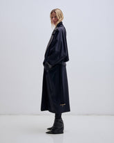 GABRIELLE - LEATHER DETAILS LONG TRENCH